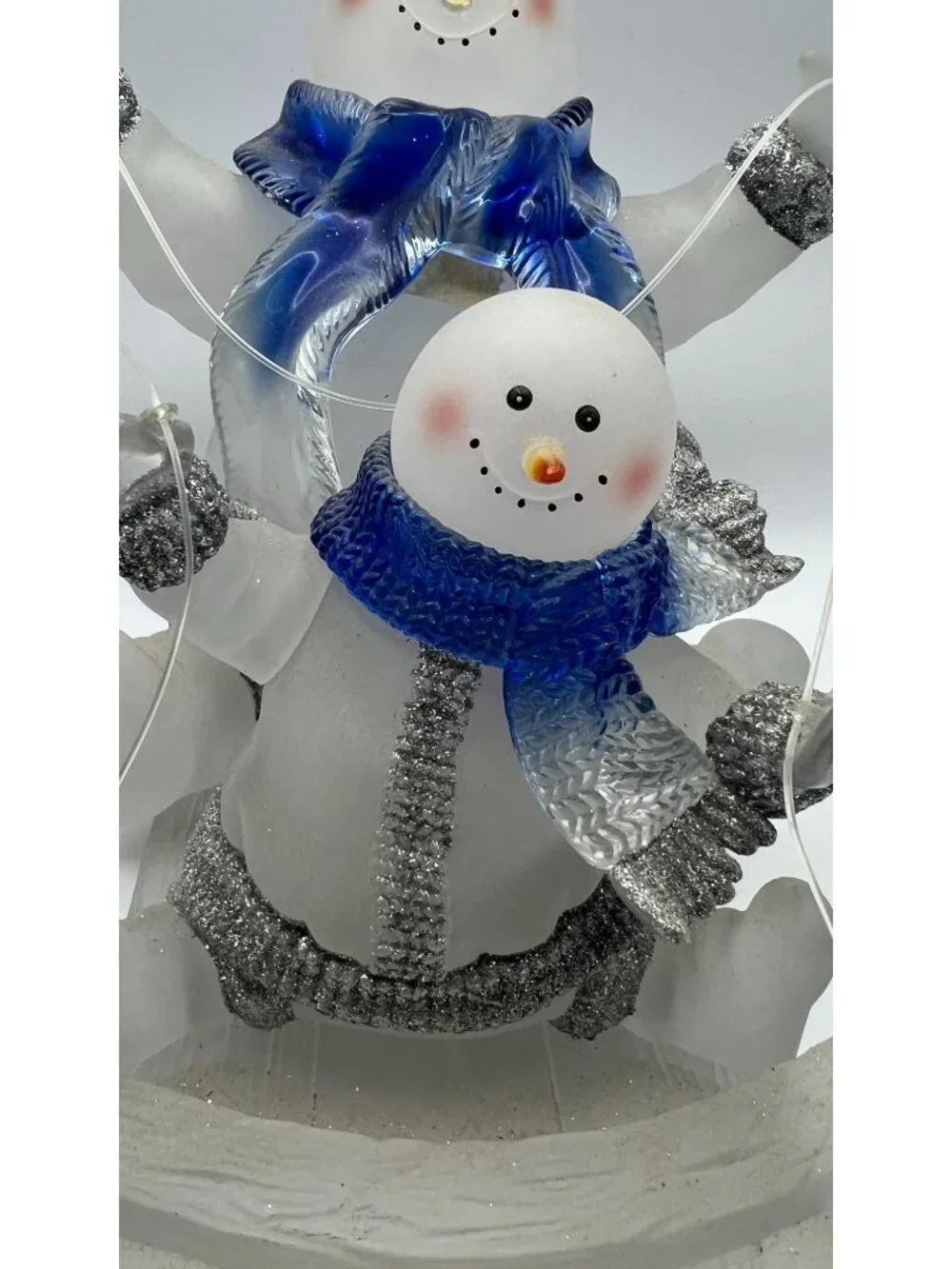 Snowman Sledding Figurine With Blue Scarves & Glitter Accents - Winter Holiday D